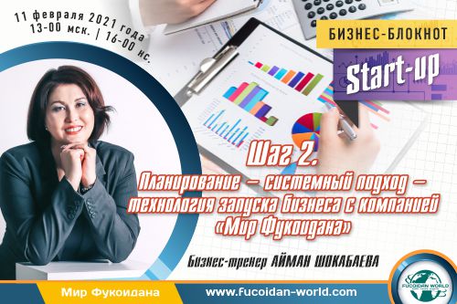 Вебинар 11 февраля 2021 года. «Планирование — системный подход — технология запуска бизнеса с компанией «Мир Фукоидана»